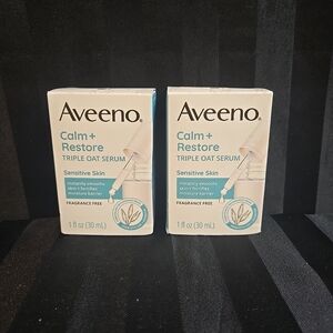 2pc Lot Aveeno Calm + Restore For Sensitive Skin Triple Oat Serum 1 Fl Oz Each